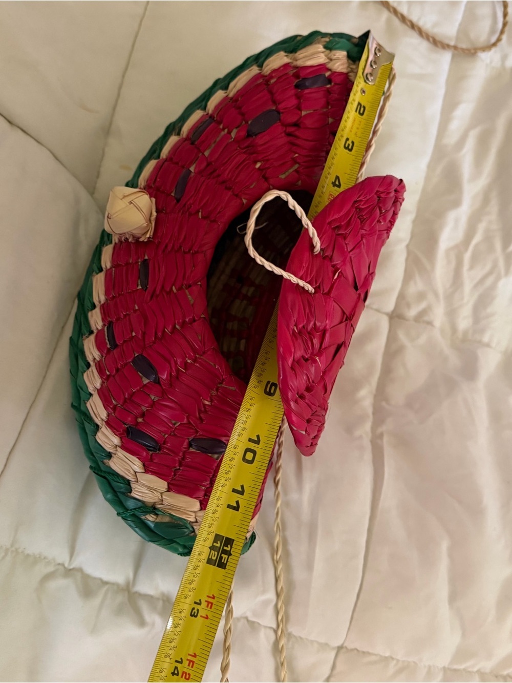 Straw Watermelon Crossbody Bag - Pink & Green - Picture 7 of 7